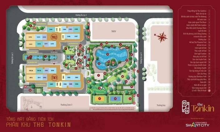 Mặt bằng tổng thể tiện ích phân khu The Tonkin