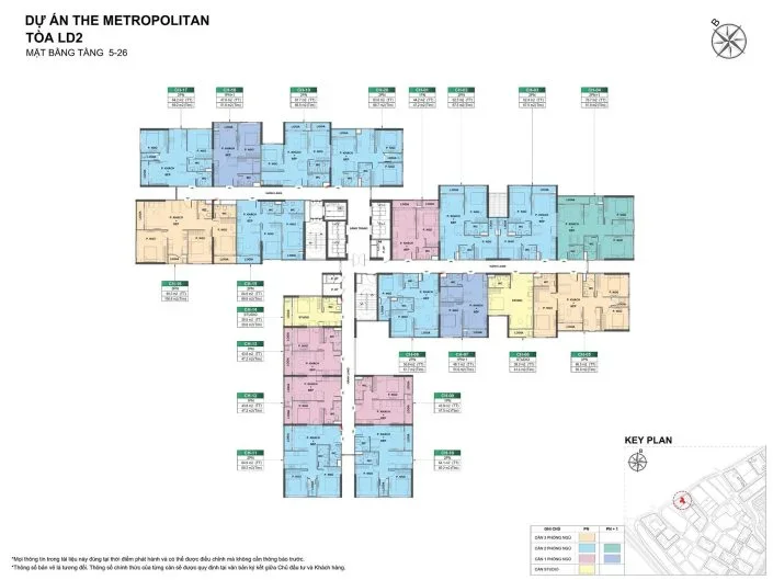 Mặt bằng điển hình tầng 5-26 tòa LD2 The Metropolitan