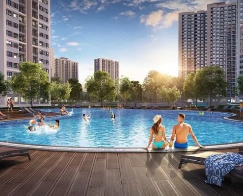 Cảnh quan xanh mát quanh năm của Hồ Đảo Cọ Vinhomes Ocean Park