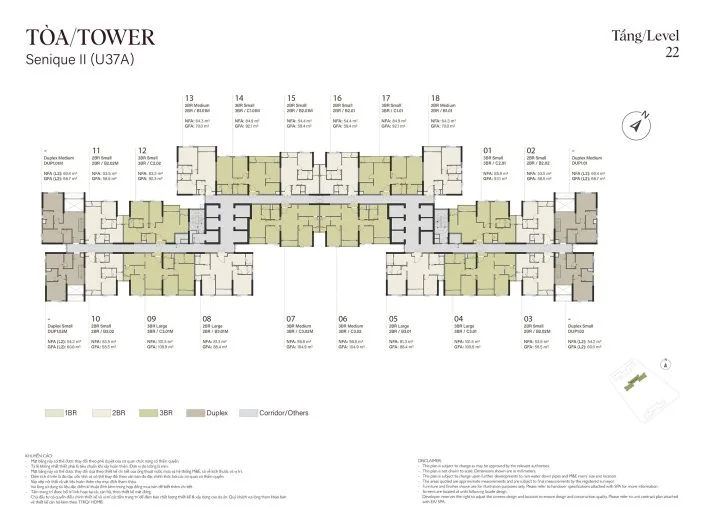 Mặt bằng tầng 22 Tòa The Senique 2 The Senique Hanoi