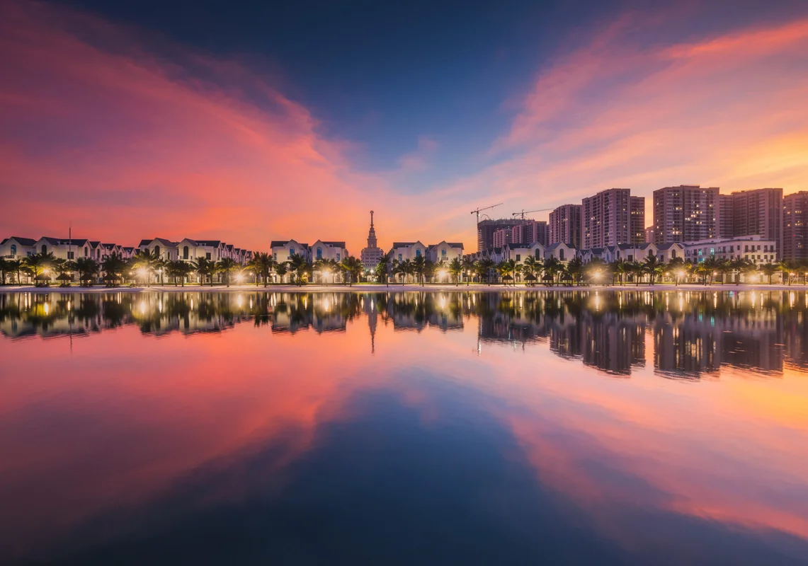 Hoàng hôn nhuộm vàng khu tiểu khu Ngọc Trai