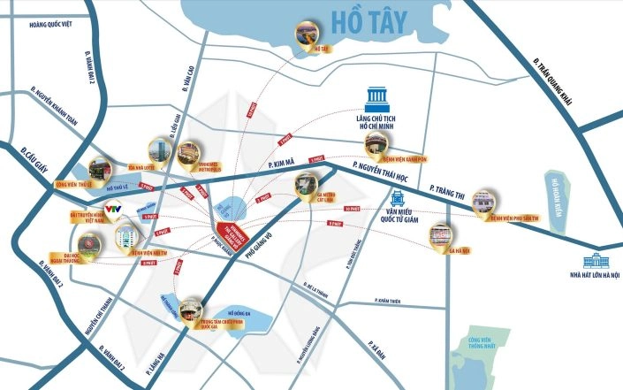 Bản đồ vị trí dự án The Gallery tại Hà Nội, thể hiện kết nối giao thông và các tiện ích xung quanh