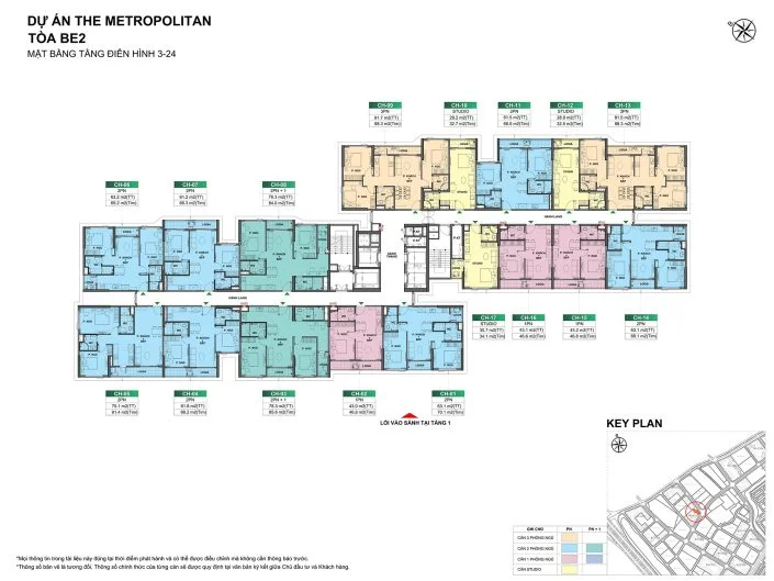 Mặt bằng điển hình tầng 3-24 Tòa BE2 The Beverly