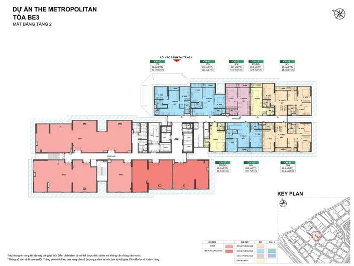 Mặt bằng tầng 2 Tòa BE3 The Beverly với tiện ích và căn hộ