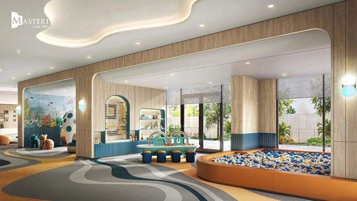 Khu vui chơi trẻ em trong nhà với bể bóng, các trò chơi sáng tạo và không gian an toàn, đầy màu sắc tại Masteri Lakeside